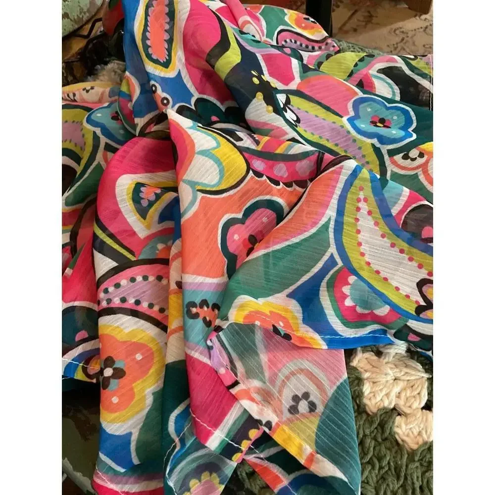 Vibrant Floral Print Scarf by BLEU ROD BEATTIE 31” X 57”